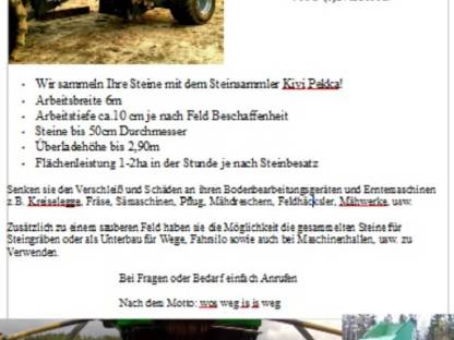 Bild 4:Wir sammeln Ihre Steine mit dem Steinsammler Kivi Pekka!