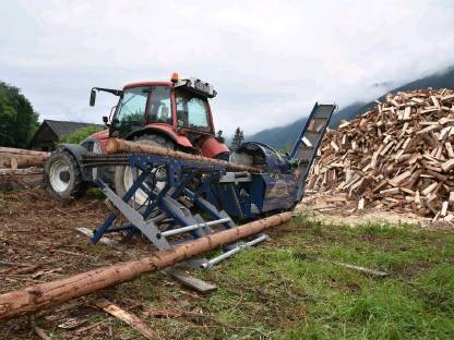 Bild 2:Holzspalten mit Sägespaltautomat