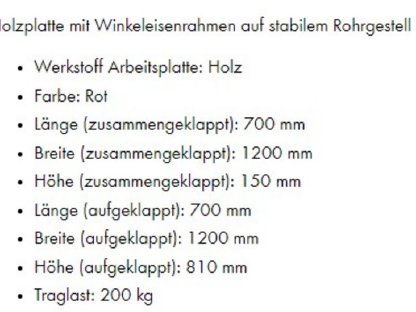 Bild 3:Werkbank Klapptisch Baustelle Garage Keller Gartenhaus
