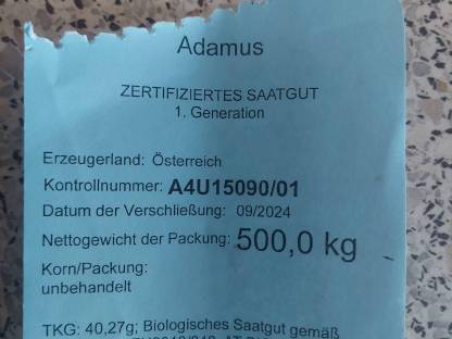 140kg Bio-Winterweizen Saatgut Adamus