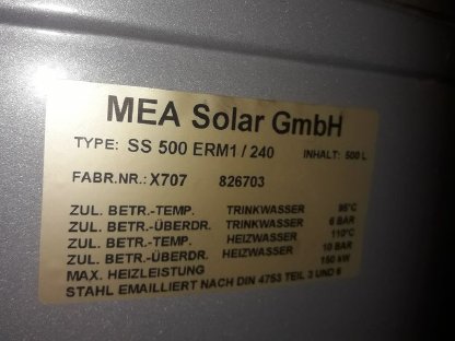 Boiler zu verkaufen Mea-Solar 500