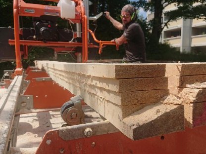 Bild 2:Lohnschnitt, mobieles Sägewerk, Lohnsägen