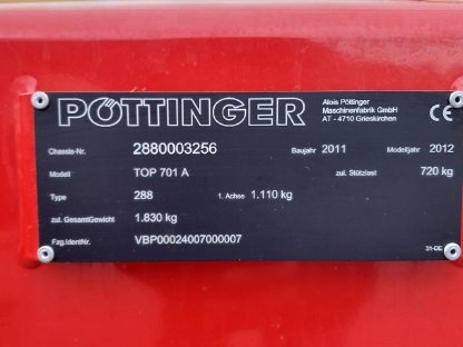 Pöttinger Mittelschwader EuroTop 701 A