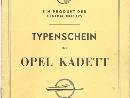 Typenschein Opel A Kadett Bj. 64